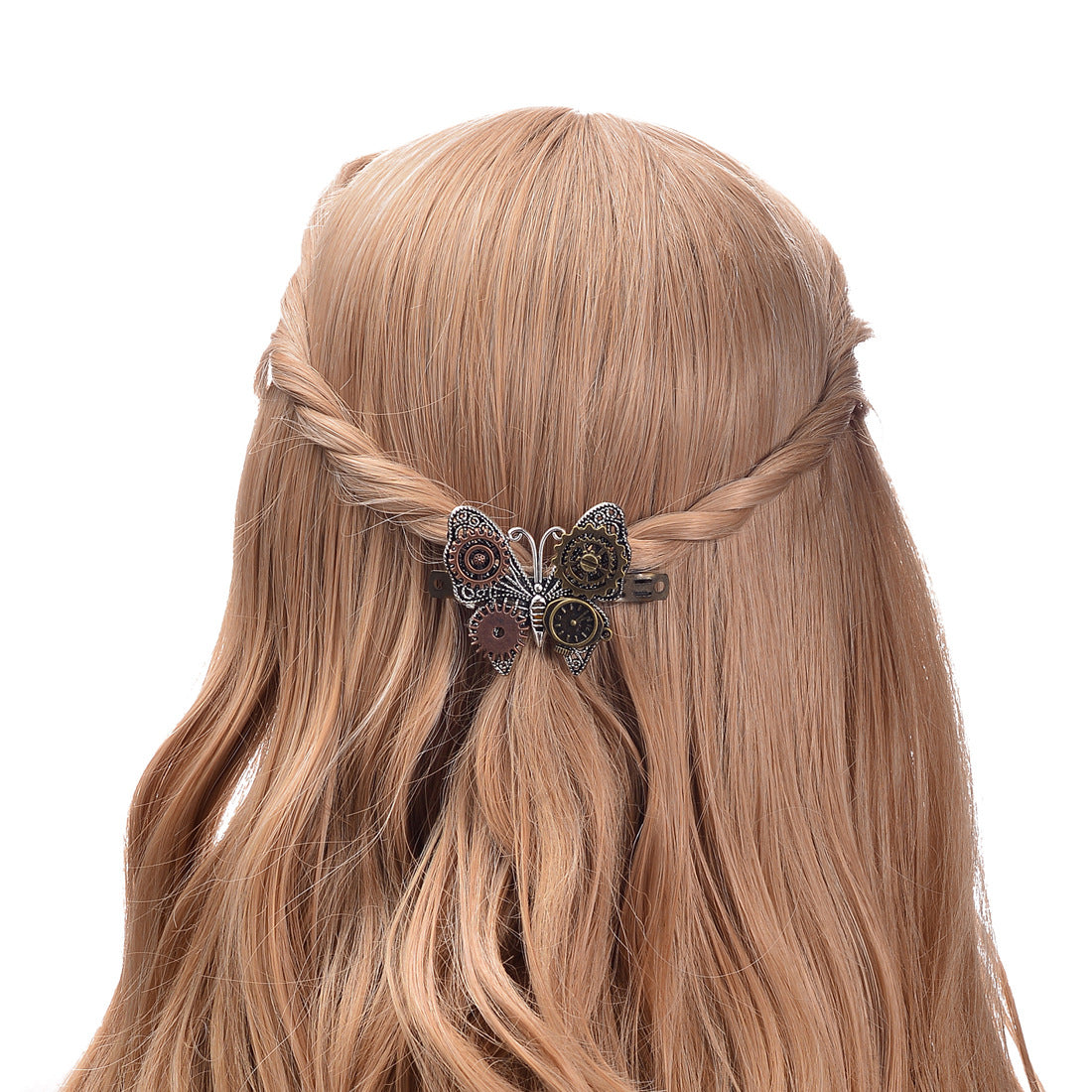 Wholesale Steampunk Gear Alloy Butterfly Spring Clip Hairpin